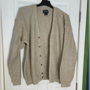 Roundtree & Yorke V-neck cardigan sweater in oatmeal chevron weave - XL